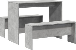 vidaXL vidaXL 3-częściowy zestaw mebli: stolik i ławki, szarość betonu 2