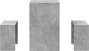 vidaXL vidaXL 3-częściowy zestaw mebli: stolik i ławki, szarość betonu 5