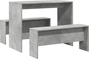 vidaXL vidaXL 3-częściowy zestaw mebli: stolik i ławki, szarość betonu 6