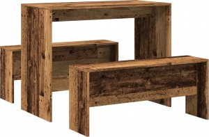 vidaXL vidaXL 3-częściowy zestaw mebli: stolik i ławki, stare drewno 2
