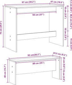 vidaXL vidaXL 3-częściowy zestaw mebli: stolik i ławki, stare drewno 10