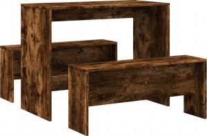 vidaXL vidaXL 3-częściowy zestaw mebli: stolik i ławki, przydymiony dąb 2