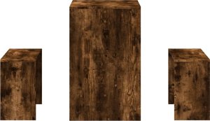 vidaXL vidaXL 3-częściowy zestaw mebli: stolik i ławki, przydymiony dąb 5