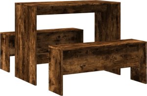 vidaXL vidaXL 3-częściowy zestaw mebli: stolik i ławki, przydymiony dąb 6