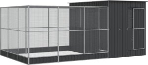 vidaXL vidaXL Woliera z przedłużeniem, srebrna, 497x303x216 cm, stalowa 2