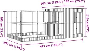 vidaXL vidaXL Woliera z przedłużeniem, srebrna, 497x303x216 cm, stalowa 8