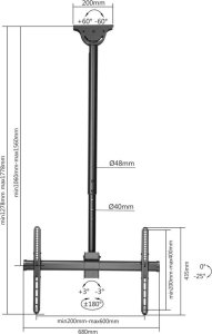Manhattan Uchwyt sufitowy Manhattan TV/LCD 37"-70", 50kg płynna regulacja 11