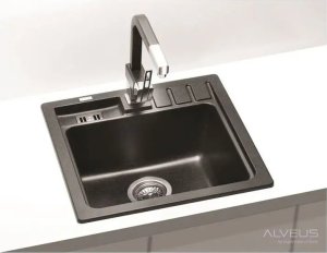 Alveus Alveus NIAGARA 20 kol. 91 czarny (46,5x46,5) Granital zlew 1kom. z syfonem manualnym 4