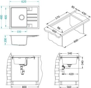 Alveus Alveus Intermezzo 30 steel 04 (62x48) z syfonem manualnym 1