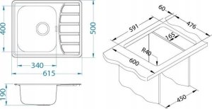 Zlewozmywak Alveus Alveus ZOOM MAXIM 10 SAT 61,5x50 1K zlew wpuszczany z syfonem 3