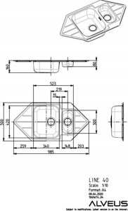 Zlewozmywak Alveus Alveus LINE 40 LEN 90-098x50 1  zlew wpuszczany + syfon 3