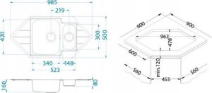 Zlewozmywak Alveus Alveus LINE 40 LEN 90-098x50 1  zlew wpuszczany + syfon 4