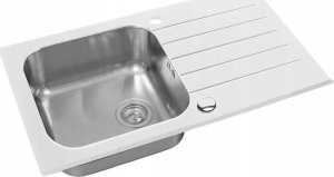 Zlewozmywak KPL Alveus VITRO 20 (78X43) białe szkło + syfon POP-UP 3 1/2 2