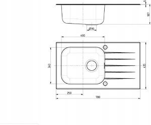 Zlewozmywak KPL Alveus VITRO 20 (78X43) białe szkło + syfon POP-UP 3 1/2 3