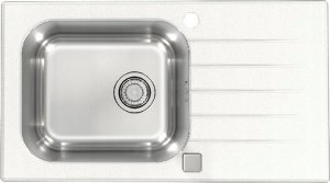 Zlewozmywak KPL Alveus VITRO 20 (78X43) białe szkło + syfon POP-UP 3 1/2 5