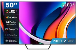 Telewizor Metz 50", UHD, Google TV, Black, QLED 60Hz, DV, 300nits, DA, AV1, 2x10W, Energy F, BT5.1, WiFi5G, 3 HDMI 2.0, 2xUSB, 24 months 1