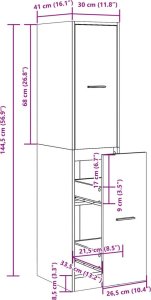 vidaXL Szafka apteczna, szarość betonu, 30x41x144,5 cm 10