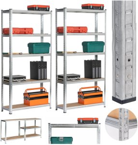 Fancy Garden 2x REGAŁ METALOWY 90x30x180 SREBRNY 2