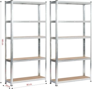 Fancy Garden 2x REGAŁ METALOWY 90x30x180 SREBRNY 3