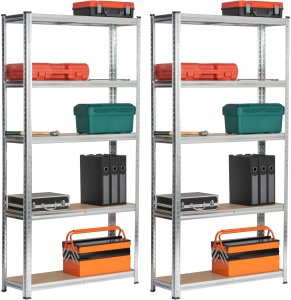 Fancy Garden 2x REGAŁ METALOWY 90x30x180 SREBRNY 12