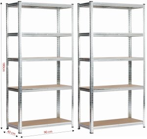 Fancy Garden 2x REGAŁ METALOWY 90x40x180 SREBRNY 3