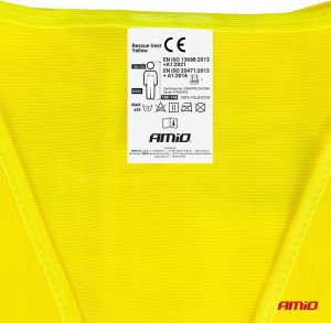AMiO Kamizelka ostrzegawcza odblaskowa żółta xxxl z certyfikatem amio-03935 4