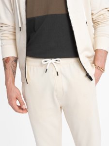 Ombre Męski komplet dresowy bluza rozpinana + spodnie kremowy V11 Z83 L 4