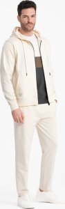 Ombre Męski komplet dresowy bluza rozpinana + spodnie kremowy V11 Z83 L 6