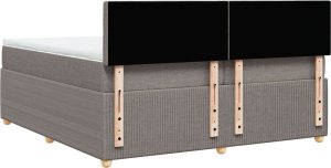 vidaXL Łóżko kontynentalne z materacem, taupe, tkanina, 200x200 cm 6