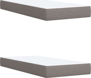 vidaXL Łóżko kontynentalne z materacem, taupe, tkanina, 200x200 cm 9