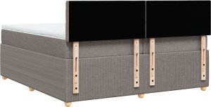 vidaXL vidaXL Łóżko kontynentalne z materacem, taupe, tkanina, 200x200 cm 8