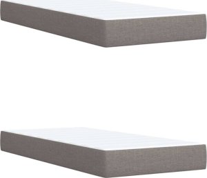 vidaXL vidaXL Łóżko kontynentalne z materacem, taupe, tkanina, 200x200 cm 10