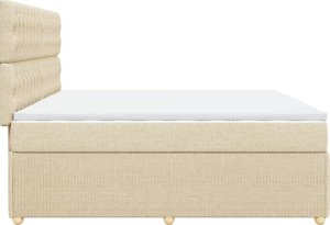 vidaXL vidaXL Łóżko kontynentalne z materacem, kremowe, tkanina, 200x200 cm 5