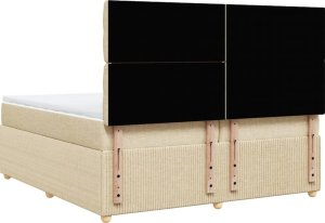 vidaXL vidaXL Łóżko kontynentalne z materacem, kremowe, tkanina, 200x200 cm 6