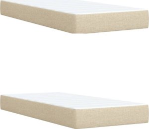 vidaXL vidaXL Łóżko kontynentalne z materacem, kremowe, tkanina, 200x200 cm 10