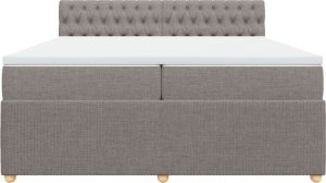 vidaXL vidaXL Łóżko kontynentalne z materacem, taupe, tkanina, 200x200 cm 6