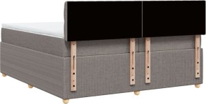vidaXL vidaXL Łóżko kontynentalne z materacem, taupe, tkanina, 200x200 cm 8