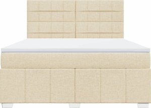 vidaXL Łóżko kontynentalne z materacem, kremowe, tkanina, 180x200 cm 4