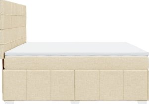 vidaXL Łóżko kontynentalne z materacem, kremowe, tkanina, 180x200 cm 5