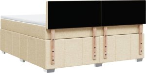 vidaXL vidaXL Łóżko kontynentalne z materacem, kremowe, tkanina, 180x200 cm 8