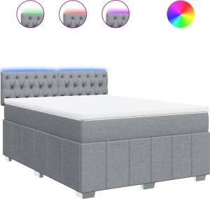 vidaXL vidaXL Łóżko kontynentalne z materacem, jasnoszare, tkanina 160x200 cm 2