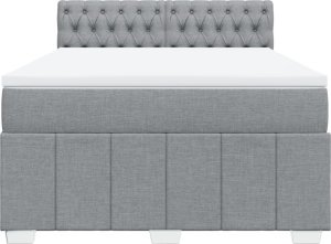vidaXL vidaXL Łóżko kontynentalne z materacem, jasnoszare, tkanina 160x200 cm 6