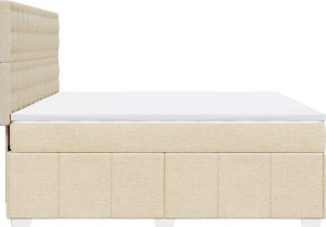 vidaXL Łóżko kontynentalne z materacem, kremowe, tkanina, 180x200 cm 5