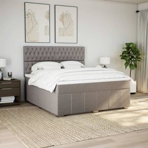 vidaXL vidaXL Łóżko kontynentalne z materacem, taupe, tkanina, 180x200 cm 3