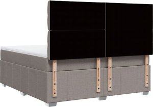 vidaXL vidaXL Łóżko kontynentalne z materacem, taupe, tkanina, 180x200 cm 6
