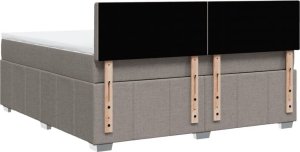 vidaXL vidaXL Łóżko kontynentalne z materacem, taupe, tkanina, 180x200 cm 6