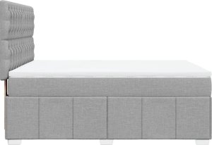vidaXL Łóżko kontynentalne z materacem, jasnoszare, tkanina 160x200 cm 5