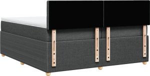 vidaXL vidaXL Łóżko kontynentalne z materacem, ciemnoszara tkanina 200x200 cm 8