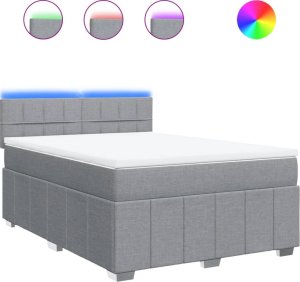 vidaXL vidaXL Łóżko kontynentalne z materacem, jasnoszare, tkanina 160x200 cm 2