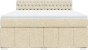 vidaXL vidaXL Łóżko kontynentalne z materacem, kremowe, tkanina, 180x200 cm 6